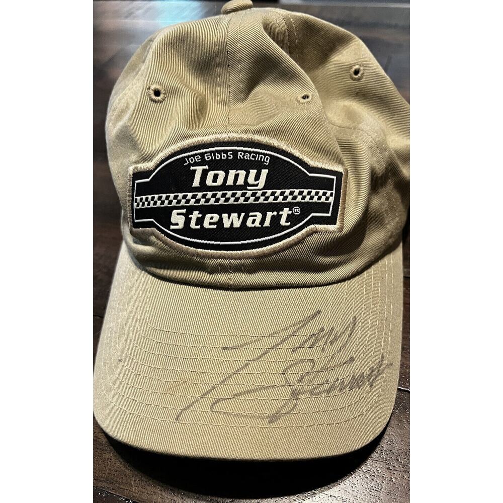 Tony Stewart Autographed Hat Cap Tan Tony Stewart Logo #20 Racing Nascar
